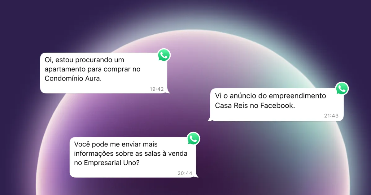 Captura de tela com mensagens no WhatsApp mostrando solicitações relacionadas a imóveis sendo atendidas pela IA da Lais